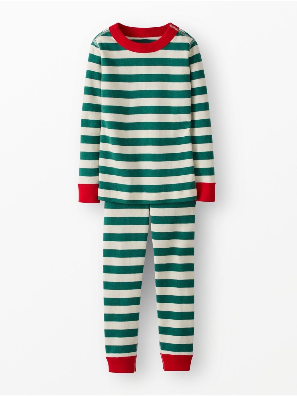 Classic Christmas Green & White Striped Pajama Set